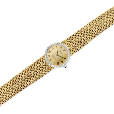 Lot 297 - Gold and Diamond Bracelet-Watch, Piaget, Van Cleef & Arpels