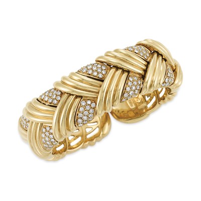 Lot 340 - Gold and Diamond Bangle Bracelet, Craig Drake