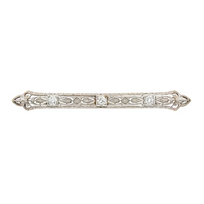 Lot 181 - Platinum, Gold and Diamond Bar Brooch