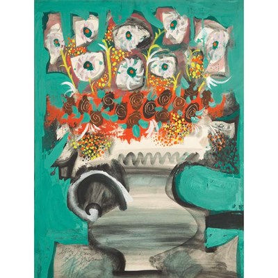Lot 90 - Byron Browne American, 1907-1961 Flowers, 1960...