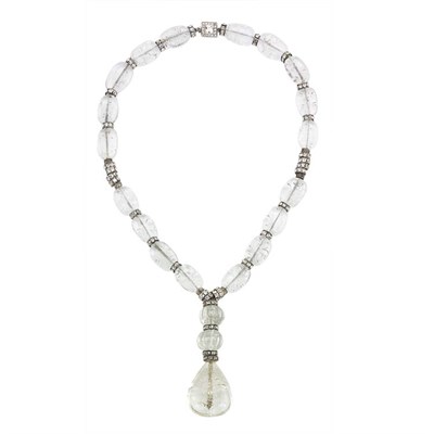 Lot 308 - Bubble Glass Necklace with Pendant 1970s Clear...