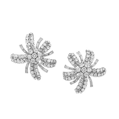 Lot 403 - Pair of Diamond Earclips