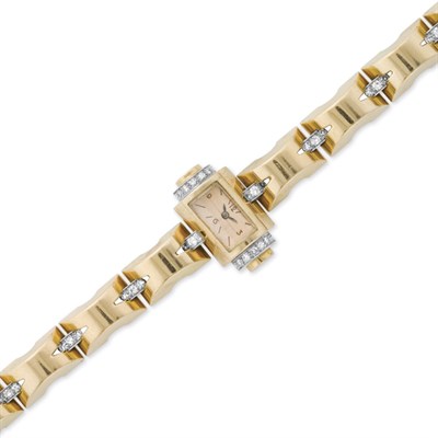 Lot 94 - Gold, Platinum and Diamond Wristwatch