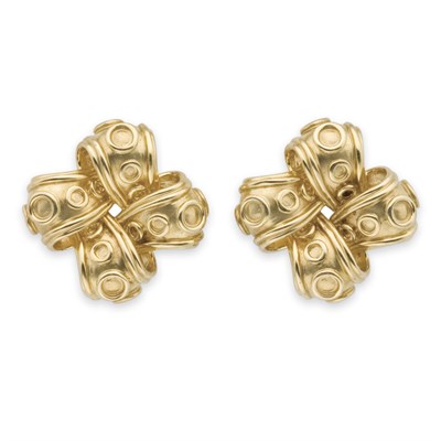 Lot 309 - Pair of Gold Bow Earclips, Tiffany & Co.