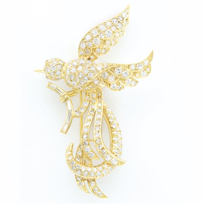 Lot 434 - Gold and Diamond Bird Brooch
