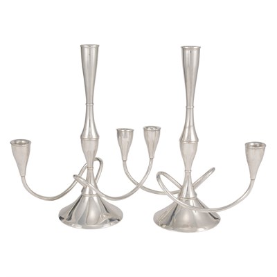 Lot 307 - Pair of International Silver Three-Light...