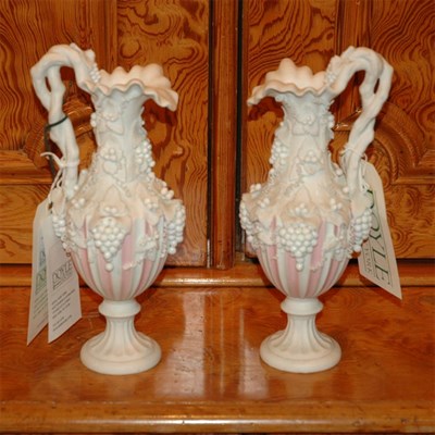Lot 233 - Pair of Bisque Porcelain Ewers Height 10 1/2...