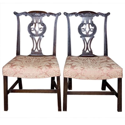 Lot 383 - Pair of Georgian Style Mahogany Side Chairs
