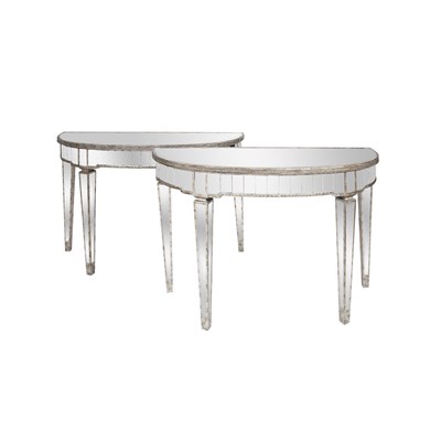 Lot 357 - Pair of Louis XVI Style Mirrored Consoles...