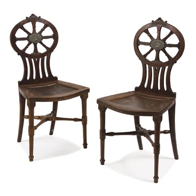 Lot 391 - Pair of George III Mahogany Hall Chairs Circa...