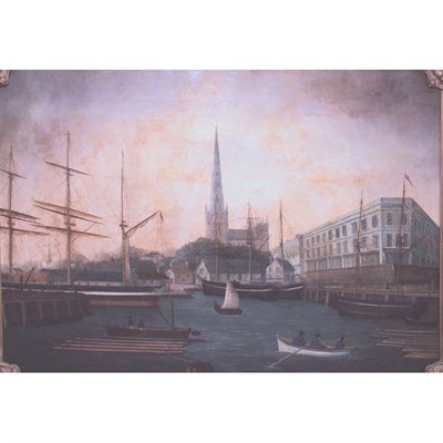 Lot 101 - English School 19th Century Bristol Harbor Oil...