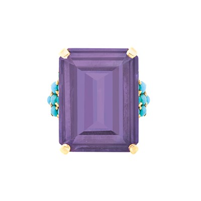Lot 288 - Gold, Amethyst and Turquoise Ring