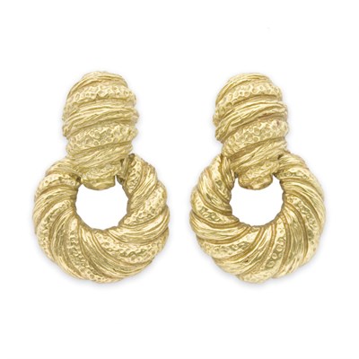 Lot 296 - Pair of Gold Door Knocker Earclips