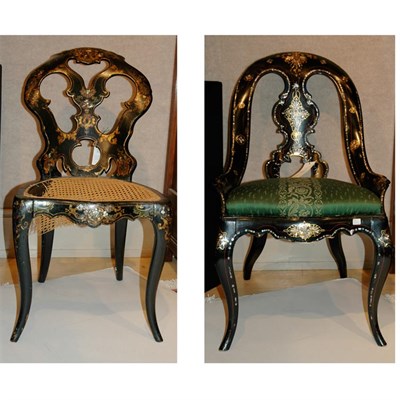 Lot 148 - Two Victorian Papier Mache Side Chairs Each...