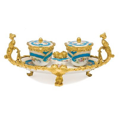 Lot 389 - Sevres Style Gilt-Bronze Mounted Double...