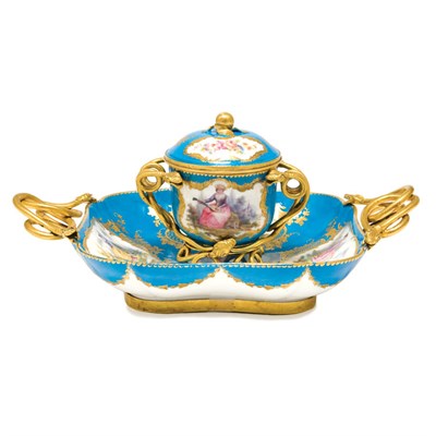 Lot 329 - Sevres Style Gilt-Bronze Mounted Encrier The...