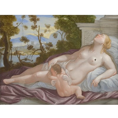 Lot 480 - Continental Reverse Painting on Glass...