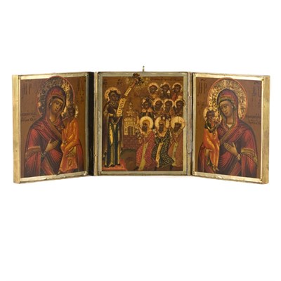 Lot 131 - Continental Painted Triptych Possibly Russian,...