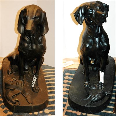 Lot 348 - Pair of Cast Iron Seated Hounds Height 35 inches.