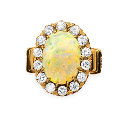Lot 100 - Gold, Opal and Diamond Ring