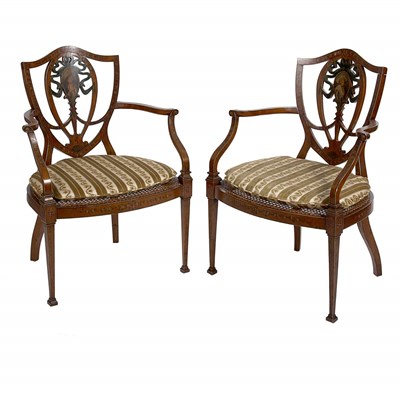 Lot 292 - Pair of Edwardian Painted Satinwood Open...