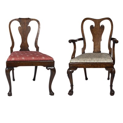 Lot 71 - George II Style Walnut Side Chair; Together...