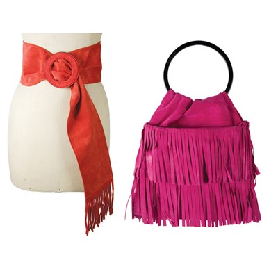 Lot 79 - Yves Saint Laurent Fringed Handbag and Belt...
