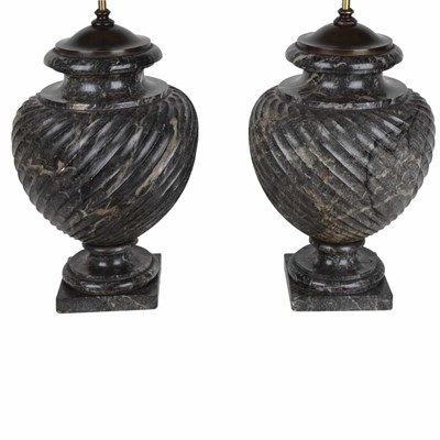 Lot 521 - Pair of Italian Neoclassical Marble Urns...