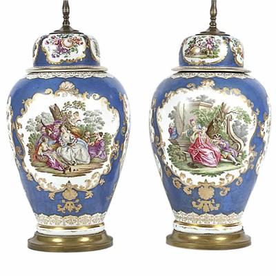 Lot 297 - Pair of Meissen Style Gilt and Polychrome...