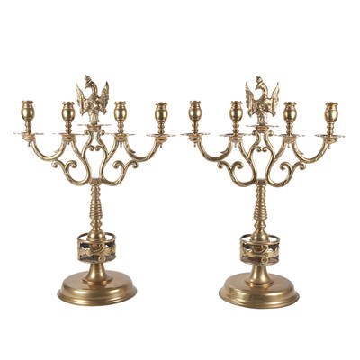 Lot 576 - Pair of Continental Brass Four-Light...