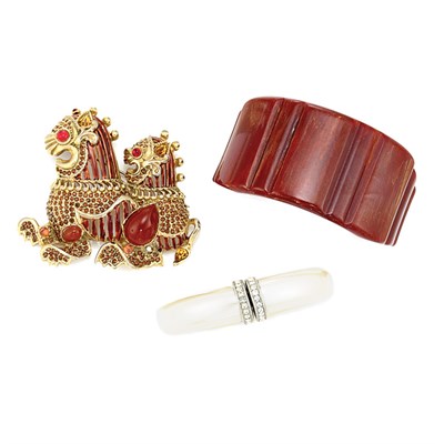 Lot 403 - Geoffrey Beene Brooch and Two Art Deco Revival...