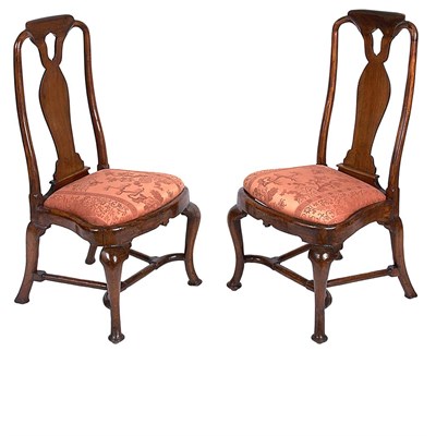 Lot 227 - Set of Three George II Walnut Side Chairs
