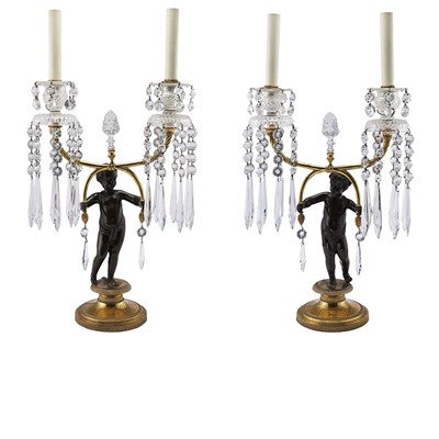 Lot 585 - Pair of Regency Gilt and Patinated-Bronze...