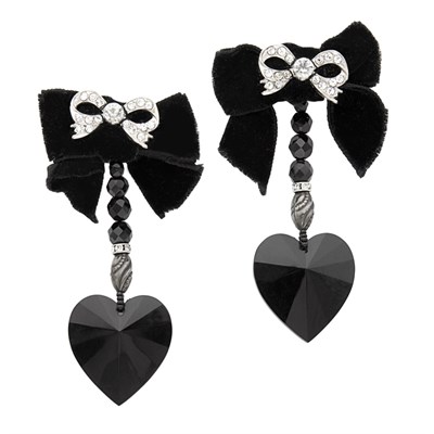 Lot 217 - Valentino Dangling Earrings 1980s Black Velvet...