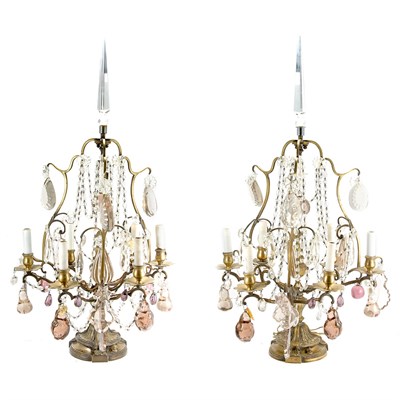 Lot 1270 - Pair of Louis XVI Style Brass and Glass...