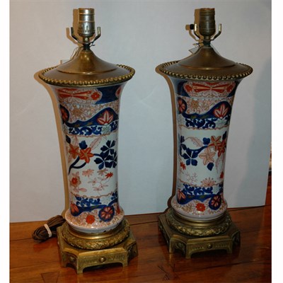 Lot 497 - Pair of Imari Decorated Gilt-Bronze Mounted...