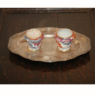 Lot 333 - French Silver and Pottery Desk Set Height 2...