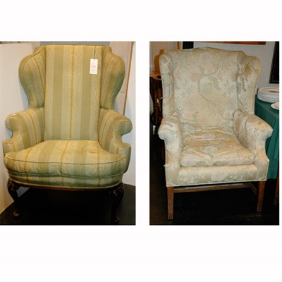 Lot 127 - Two Georgian Style Mahogany Wing Chairs