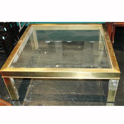 Lot 134 - Glass Inset Brass Low Table Height 16 inches,...
