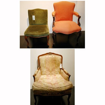 Lot 141 - Louis XV Style Fruitwood Bergere; Together...