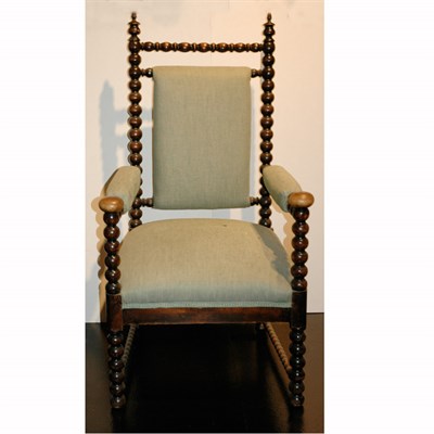Lot 142 - Jacobean Style Turned Oak Open Armchair