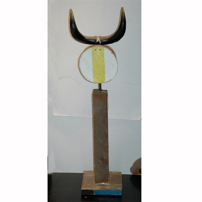 Lot 145 - Painted Wood Lasso Cow Dummy Height 41 inches.