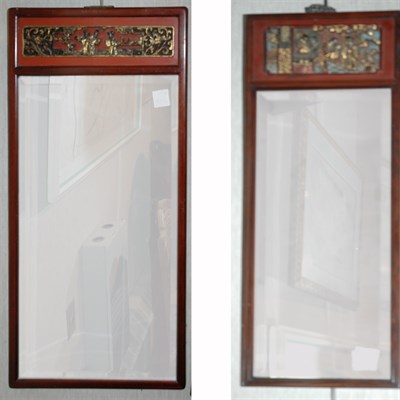 Lot 174 - Two Chinese Gilt Decorated Hardwood Mirrors...