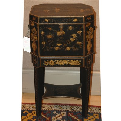 Lot 187 - English/Continental Japanned Cellaret Height...