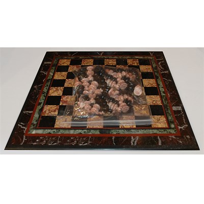 Lot 205 - Rose and Black Marble Chess Board and Chess...