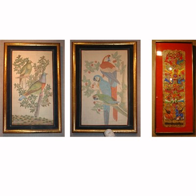 Lot 206 - Group of Three Asian Paintings of Birds;...
