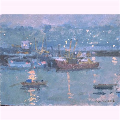 Lot 51 - Ken Howard British, b. 1932 Boats in a Harbor...