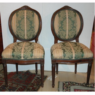 Lot 235 - Set of Four Louis XVI Style Walnut Chaises