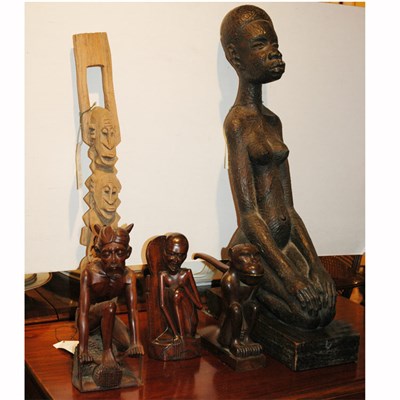 Lot 247 - Group of African Carved Wood Figures...