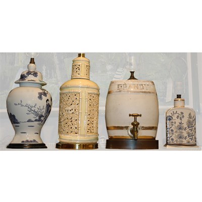Lot 260 - Group of Four Porcelain Lamps Including two...